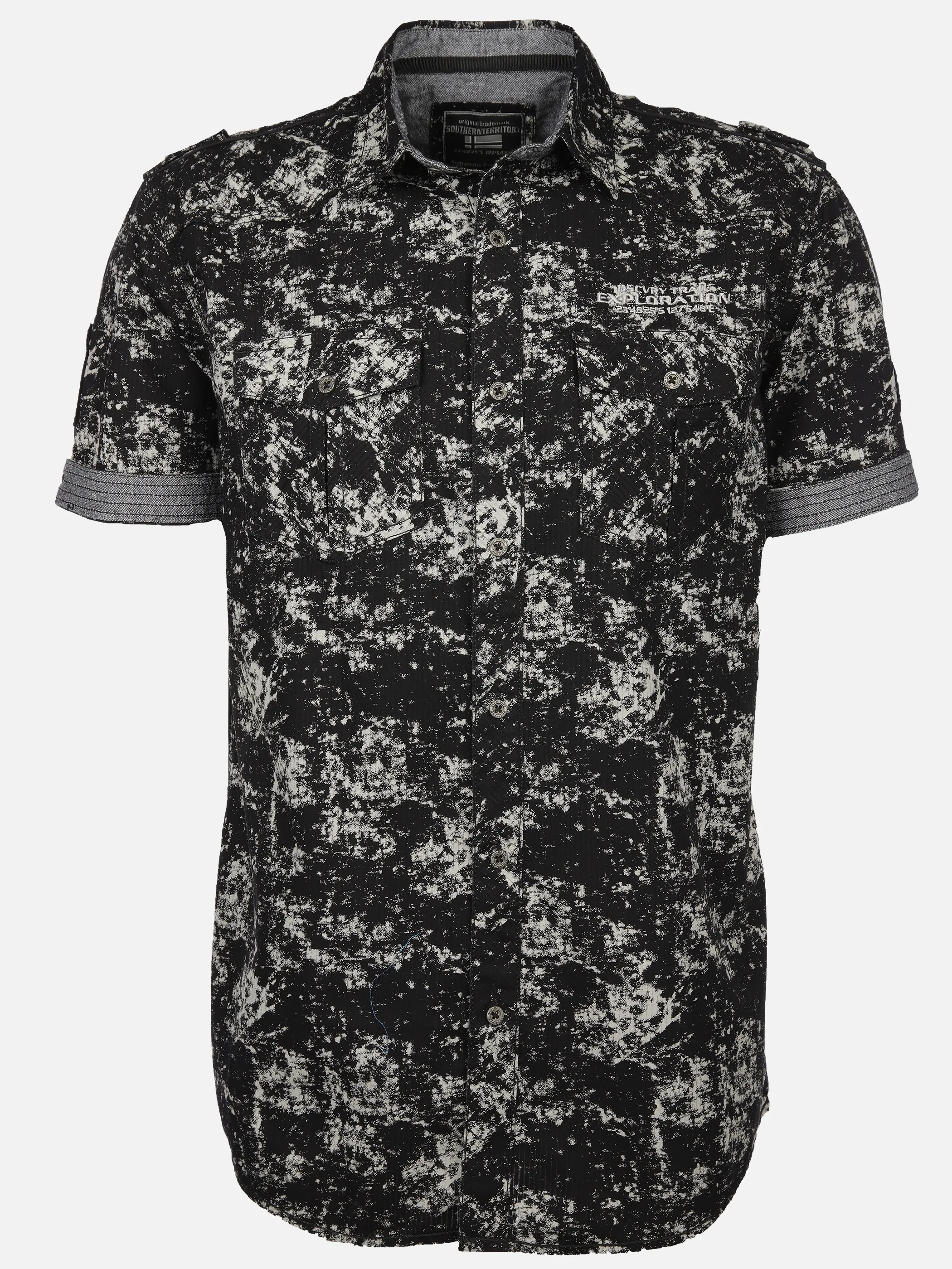 Southern Territory He. Freizeithemd 1/2 Arm oilwash Schwarz 906577 BLACK 1